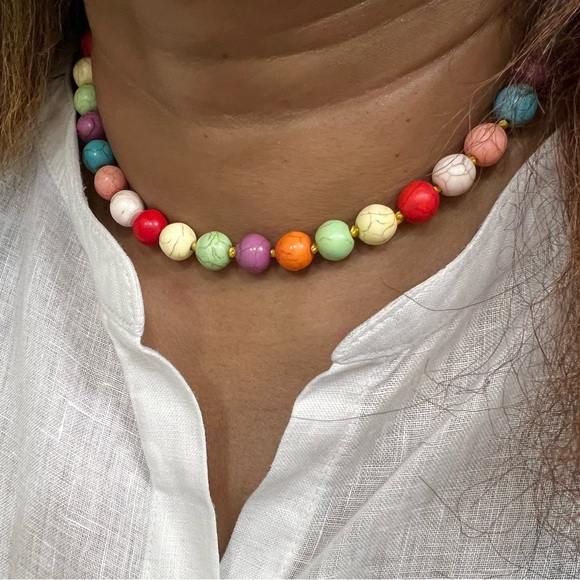 Hand Knotted Natural Gemstone Choker Necklace. - Picture 7 of 7